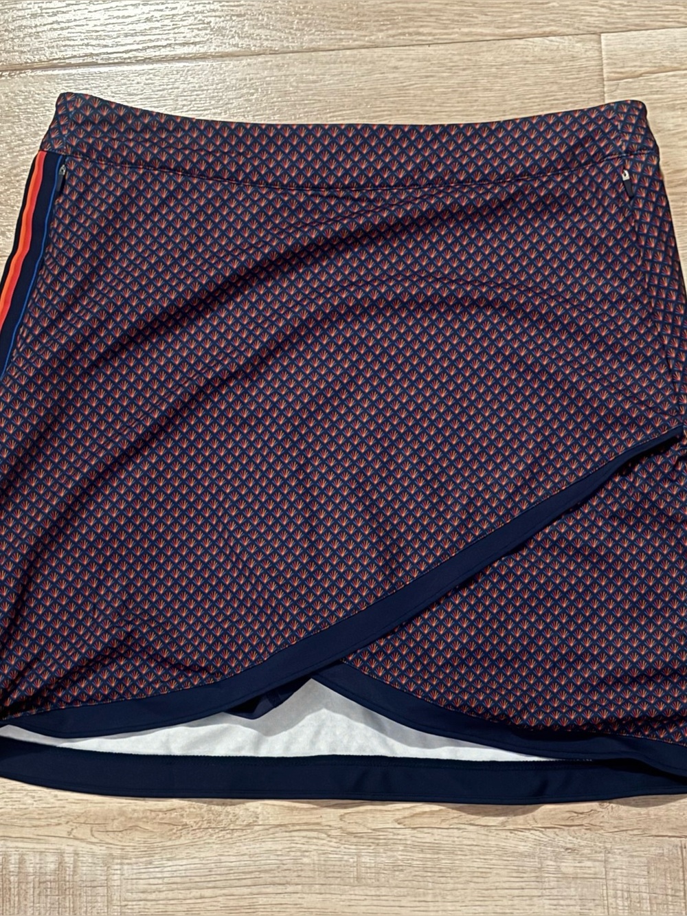 Navy and Coral Geometric golf skort